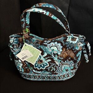Vera Bradley Brown and Blue Floral Shoulder Bag